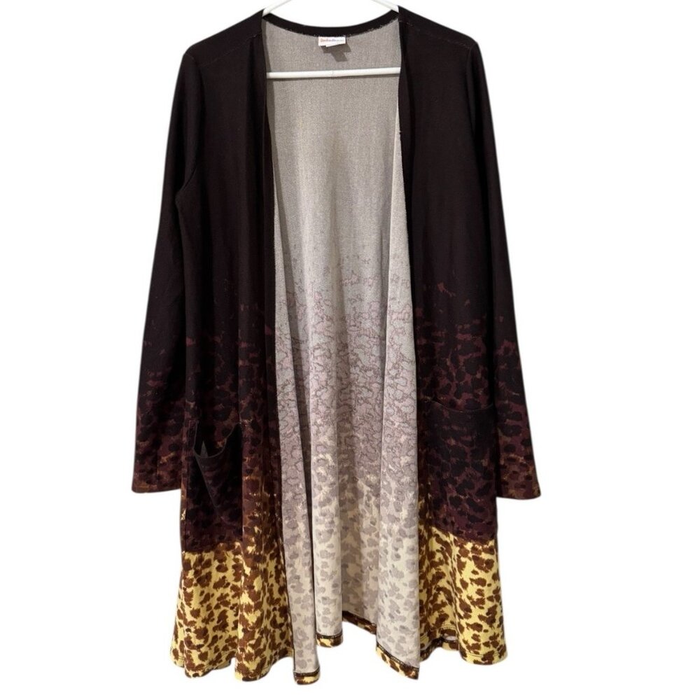 LulaRoe Women Size‎ Large Open Front Cardigan Pockets Cheetah Teacher